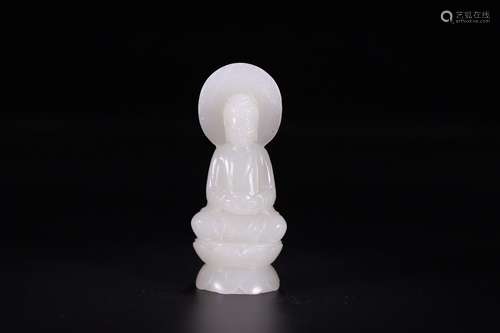 A Chinese Hetian Jade Gautama Buddha Shaped Statue