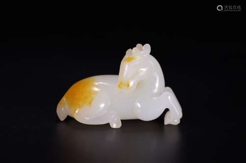 A Chinese Hetian Jade Deer Shaped Ornament