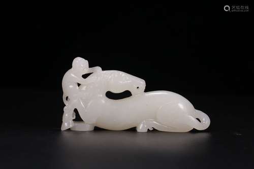 A Chinese Hetian Jade Horses Shaped Ornament