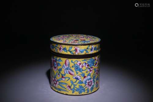 A Chinese Bronze Enameled Floral Pattern Box With Lid