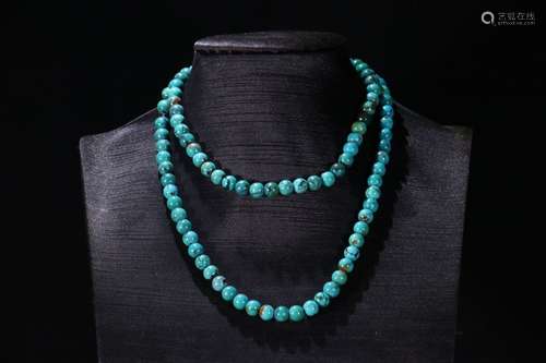 A Chinese Turquoise Stone Necklace