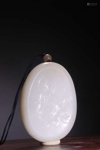 A Chinese Hetian Jade Guanyin Pendant