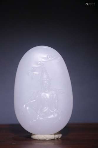 A Chinese Hetian Jade Guanyin Pendant