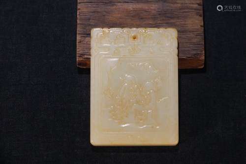 A Chinese Hetian Jade Figure-Story Carved Pendant