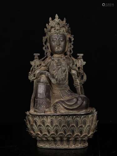 A Chinese Bronze Guanyin Statue