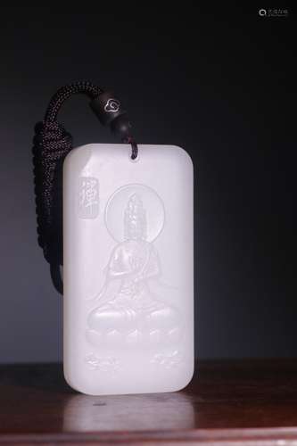 A Chinese Hetian Jade Guanyin Pendant