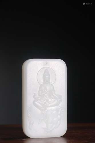 A Chinese Hetian Jade Buddha Pendant