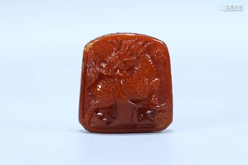 A Chinese Amber Pendant