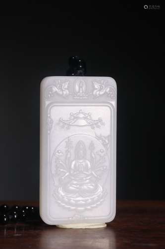 A Chinese Hetian Jade Guanyin Pendant