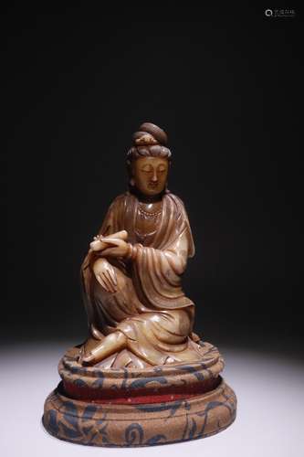 A Chinese Furong Stone Guanyin Statue