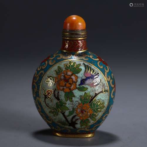 A Chinese Cloisonne Floral&Bird Pattern Snuff Bottle