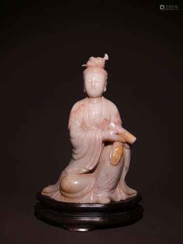 A Chinese Furong Stone Guanyin Statue