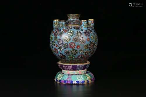 A Chinese Cloisonne Vase With Five Tubes