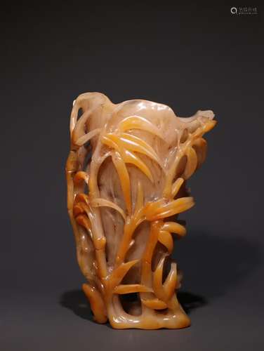 A Chinese Tianhuang Stone Floral Shaped Vessel