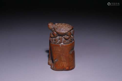 A Chinese Bamboo Turtle Carved Seal