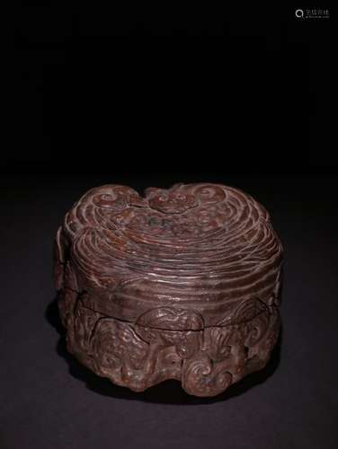 A Chinese Agarwood Ganoderma Shaped Box With Lid