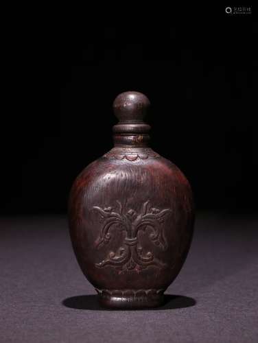 A Chinese Agarwood Snuff Bottle Of Floral Pattern