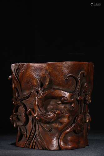 A Chinese Agarwood Brush Pot