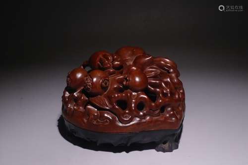 A Chinese Yellow Pear Wood Censer Ornament