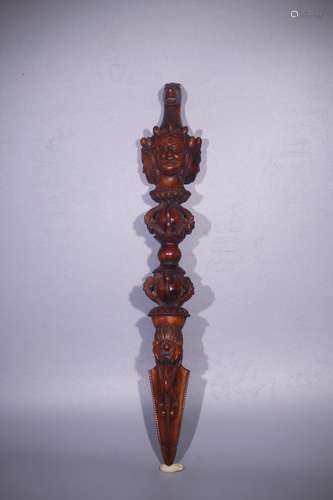 A Chinese Yellow Pear Wood Vajra Ornament