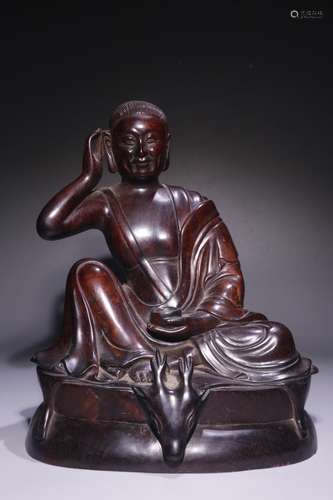 A Chinese Rosewood Arhat Statue