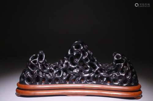 A Chinese Rosewood Mountain Shaped Rack