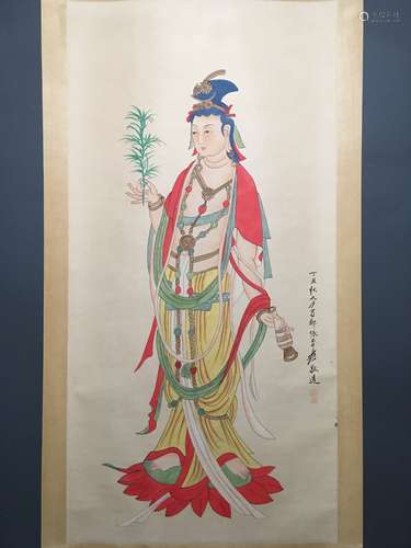 A Chinese Painting Of Buddha, Zhang Daqian Mark