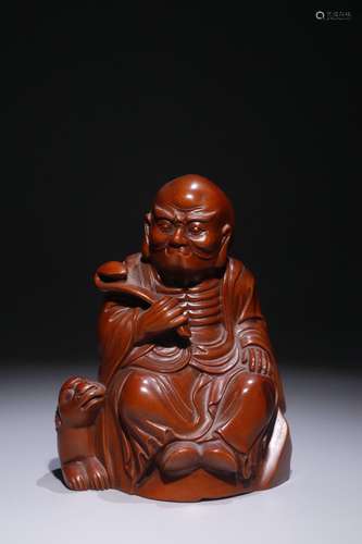 A Chinese Boxwood Arhat Statue