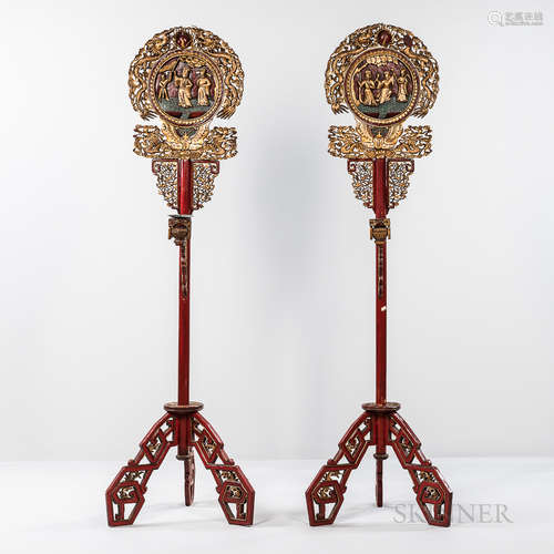 PairofRed/Gold-lacqueredWoodFloorLanternStands