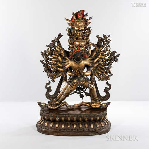 MonumentalGilt-bronzeFigureofChakrasamvarawithVajravarahi