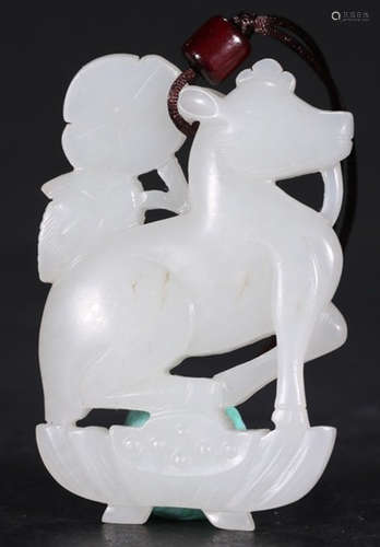 A HETIAN JADE CARVED HORSE SHAPE PENDANT