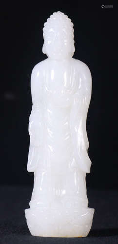 A HETIAN JADE CARVED SAKYAMUNI BUDDHA