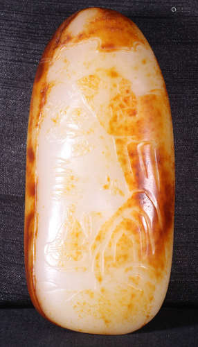 A HETIAN JADE CARVED FIGURE STORY PATTERN PENDANT