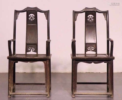 PAIR OF YU WOOD HAT CHAIR