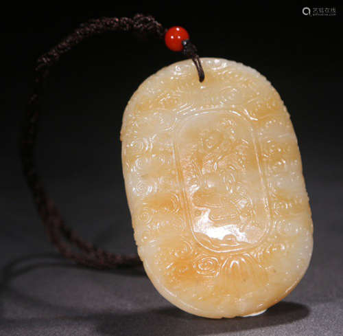 A HETIAN JADE CARVED AUSPICIOUS PATTERN TABLET