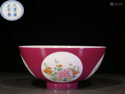 A FAMILLE ROSE GLAZE FLORAL PATTERN BOWL