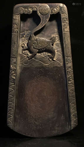 A ROBE JADE STONE CARVED BEAST PATTERN INK SLAB