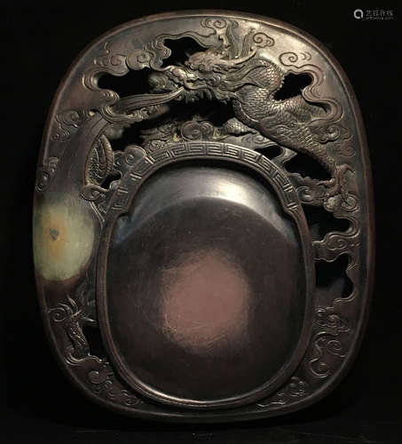 A DUAN STONE CARVED DRAGON PATTERN INK SLAB