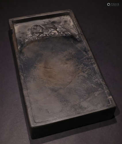 A DUAN STONE CARVED KIRIN PATTERN INK SLAB