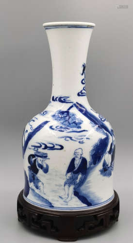 A BLUE&WHITE GLAZE FIGURE PATTERN VASE