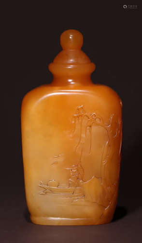 A TIANHUANG STONE LANDSCAPE PATTERN SNUFF BOTTLE