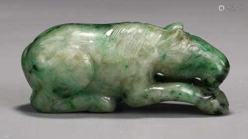 A JADEITE CARVED HORSE SHARP PENDANT