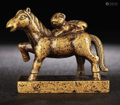 A COPPER CASTED HORSE&MONKEY SHAPE SEAL