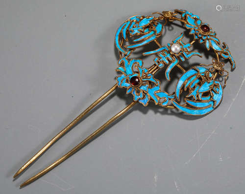 A FLOWER SHAPE TIAN-TSUI HAIRPIN