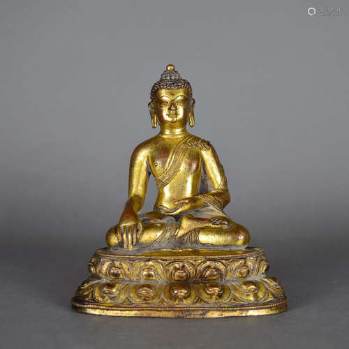 A Chinese Gild Bronze Statue of Sakyamuni