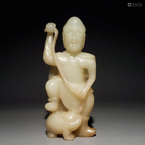 A Chinese Hetian Jade Carved Figure Statue