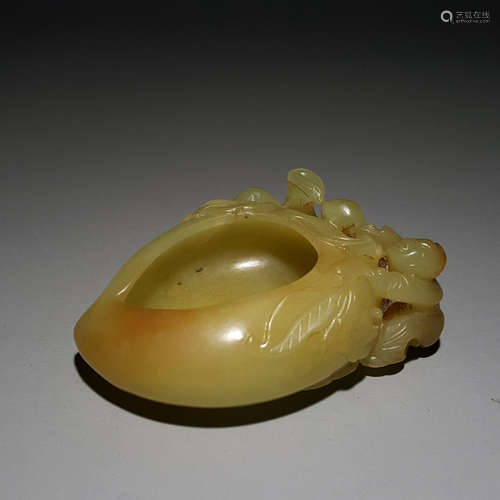 A Chinese Hetian Jade Carved Brush Washer