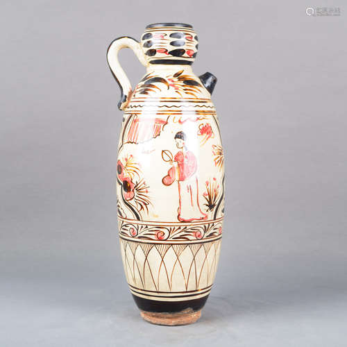 A Chinese Cizhou Kiln Figure Painted Porcelain Pot