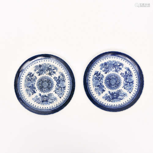 A Pair of Chinese Blue and White Porcelain Plate