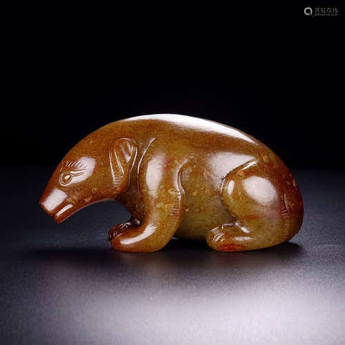 A Chinese Hetian Jade Carved Bear Ornament